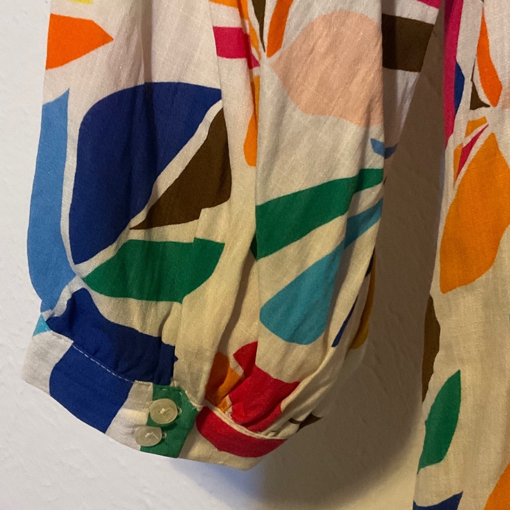 Tabitha Brown Button Down Shirt - Multicolor Leaf… - image 3